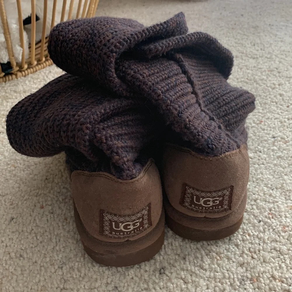 Ugg boots. Purple/plum color. Knit. Worn twice. Size 7. - Picture 2 of 4